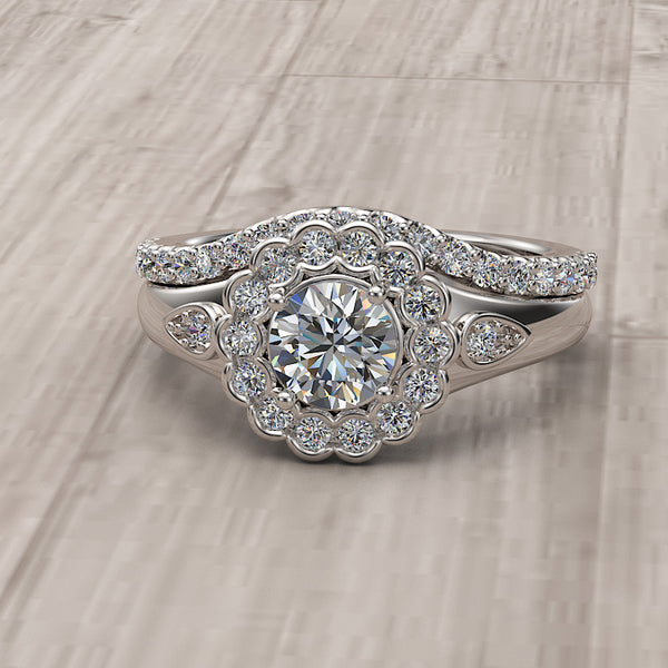 1.08ct Round Diamond Gold Bridal Set - 01US96
